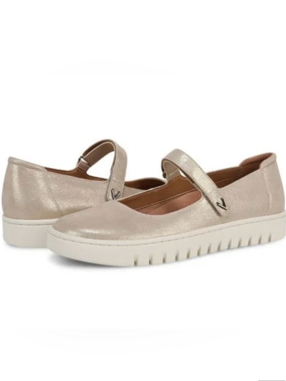 Vionic Uptown Metallic Gold Mary Jane Slip On Shoes Size 8.5